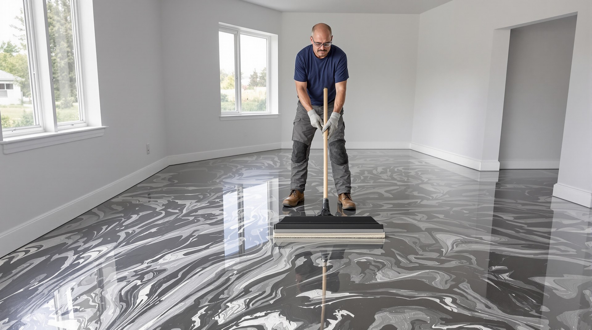 Decorative metallic epoxy floor finished by Lodestone Flooring & Epoxy Coat Pro in Dallas-Fort Worth